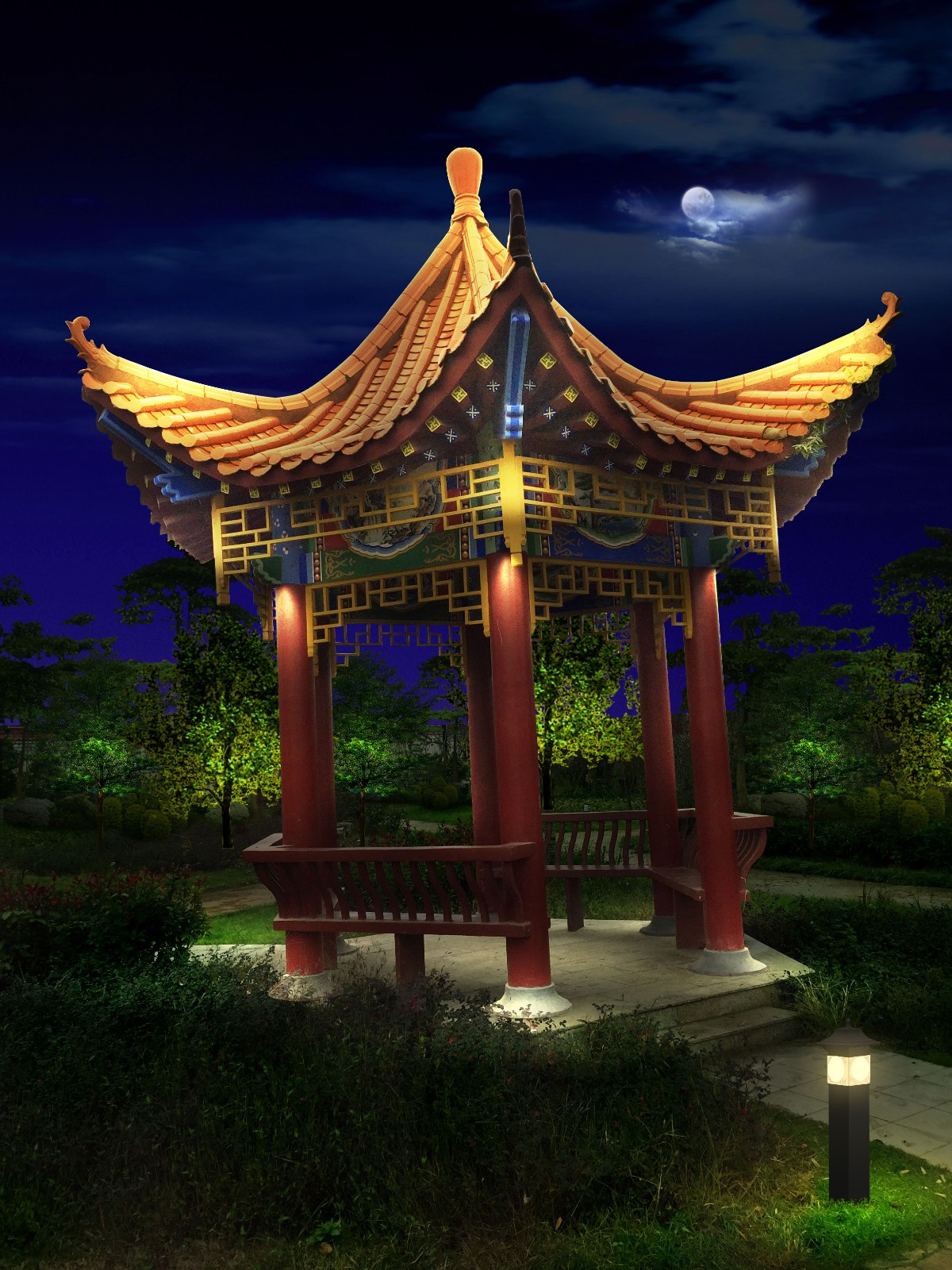 阜南縣清河公園，體育公園景觀(guān)亮化